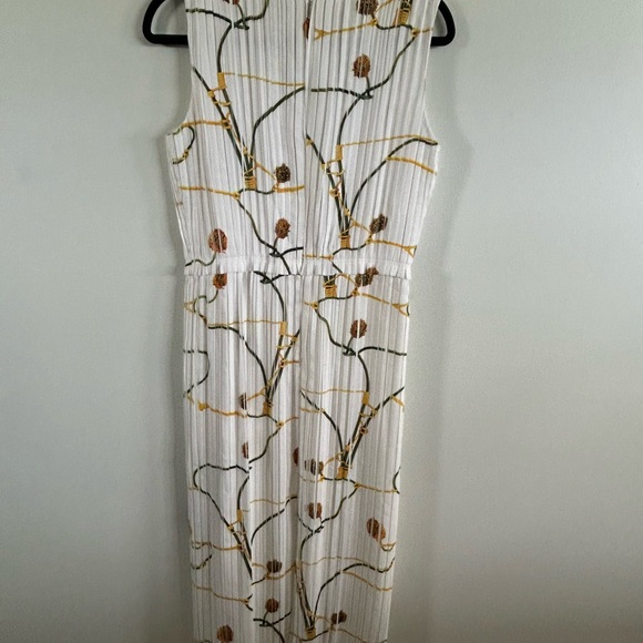 Jason Wu White Floral Midi Dress small pleated